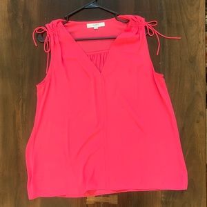 Loft pink/coral v neck sleeveless blouse